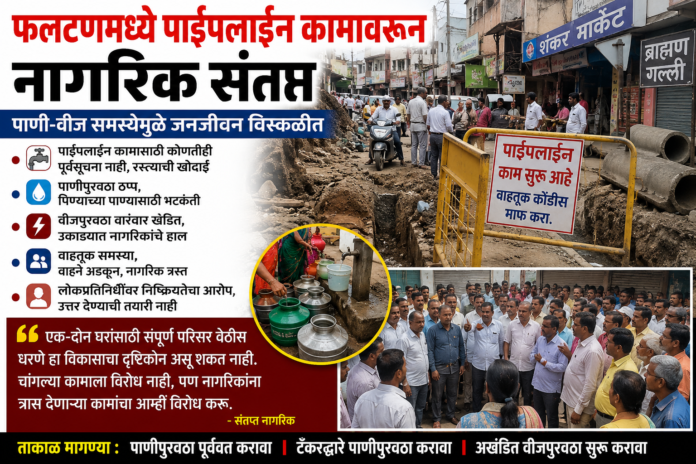 विकासकामांच्या नावाखाली नागरिकांना वेठीस; फलटण नगरपरिषदेवर संतप्त नागरिकांचा घणाघाती आरोप