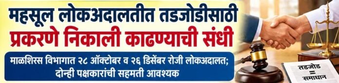 महसूल लोकअदालतीत तडजोडीसाठी प्रकरणे निकाली काढण्याची संधी