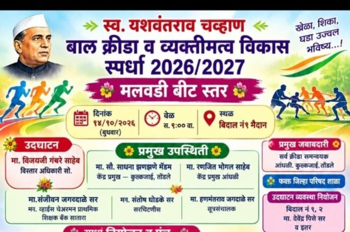 मलवडी बीटस्तरीय बाल क्रीडा व व्यक्तिमत्त्व विकास स्पर्धांचे बुधवारी बिदाल येथे आयोजन; जिल्हा परिषद शाळांतील विद्यार्थी दाखवणार क्रीडागुण!